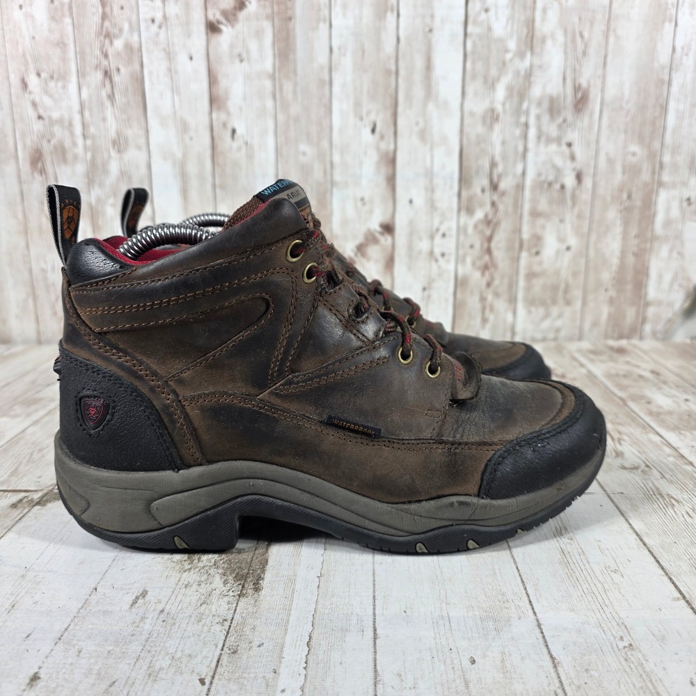 Ariat Terrain Waterproof H2O Hiking Boots Brown Leather Womens 7B 10021493M